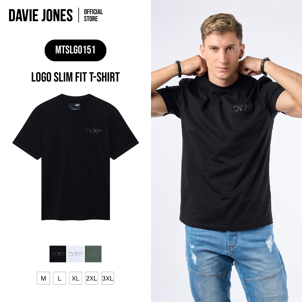 DAVIE JONES เสื้อยืด Logo Slim Fit T-Shirt LG0151 สีดำ ขาว เขียว