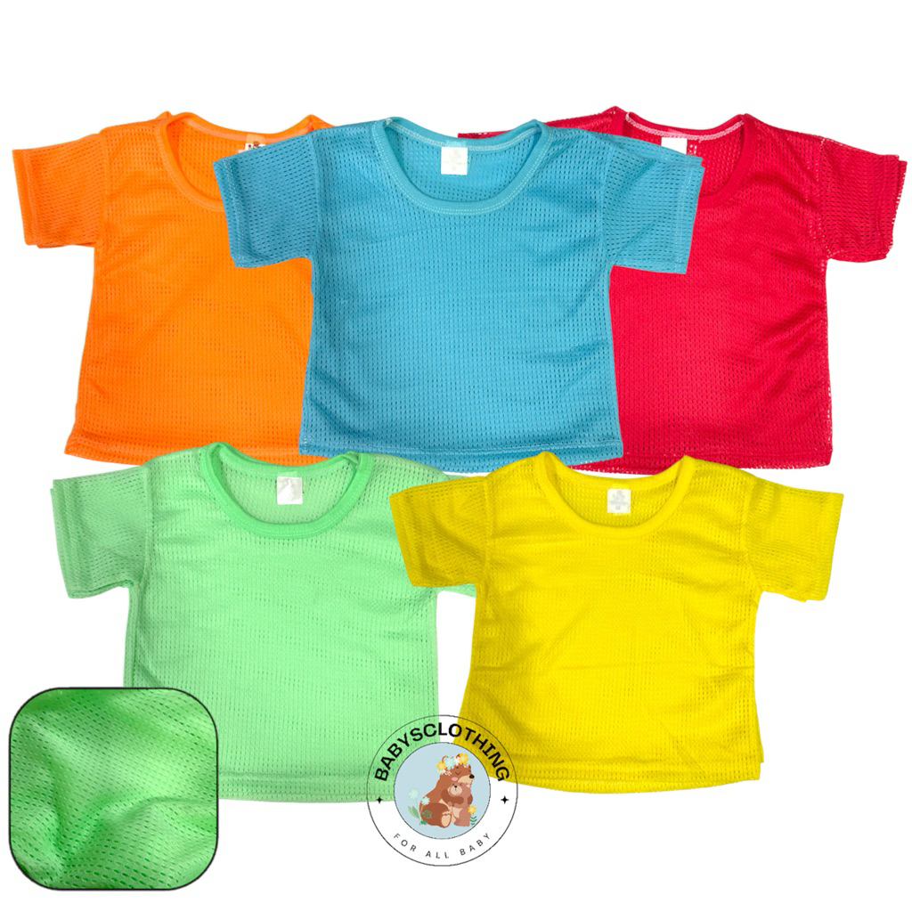 เสื้อคอกลมผ้ารู เสื้อรู เสื้อคอกลมเด็ก3เดือน-3ขวบ unisex ไม่ร้อน ใส่สบาย ราคาถูก มีเก็บเงินปลายทาง