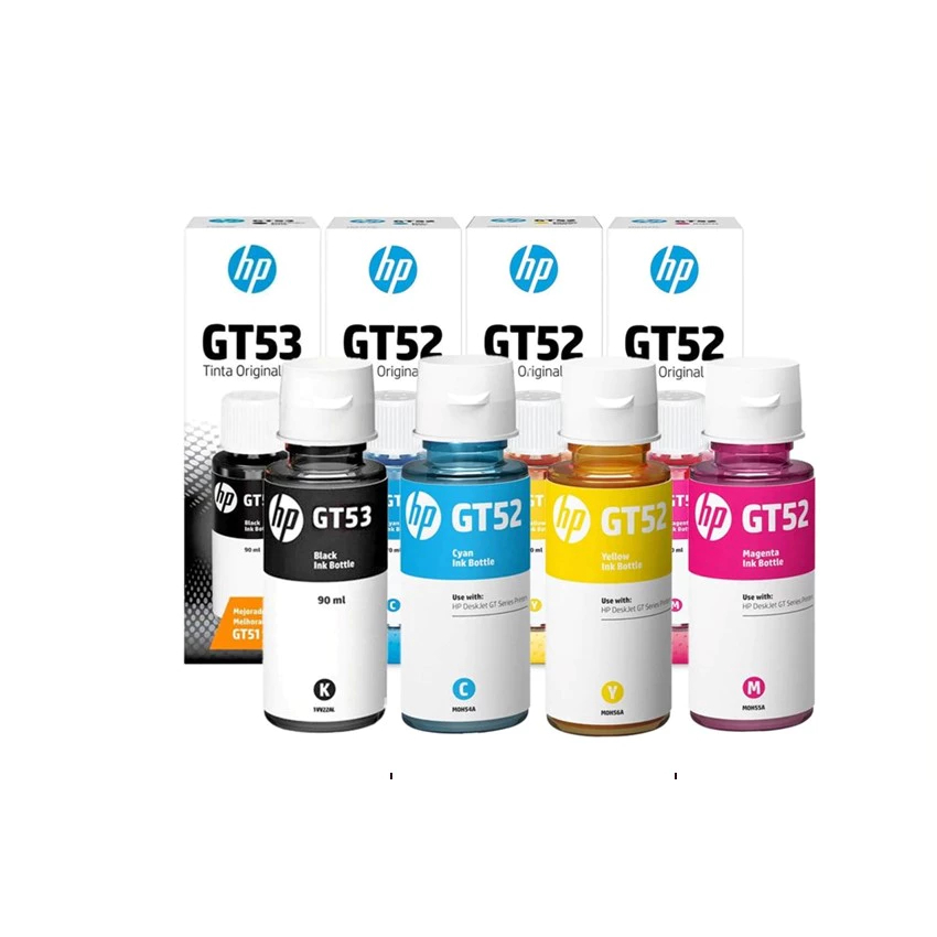 สินค้าพร้อมส่งหมึกเติมแท้ HP GT53 XL GT51 , GT52 Set 4 สี 4 ขวด (พร้อมกล) For Hp HP315 HP415 HP500 HP515