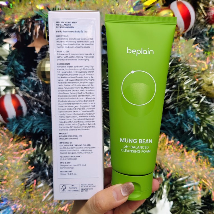 แท้ฉลากไทย 💯 Beplain Mung Bean pH-Balanced Cleansing Foam 160 ml.