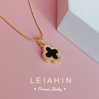 LEIAHIN สร้อยคอแฟชั่น โชคเกอร์จี้โคลเวอร์สี่แฉกนำโชคสำหรับผู้หญิงเครื่องประดับแฟชั่นประจำไม่ลอกไม่ดำ
