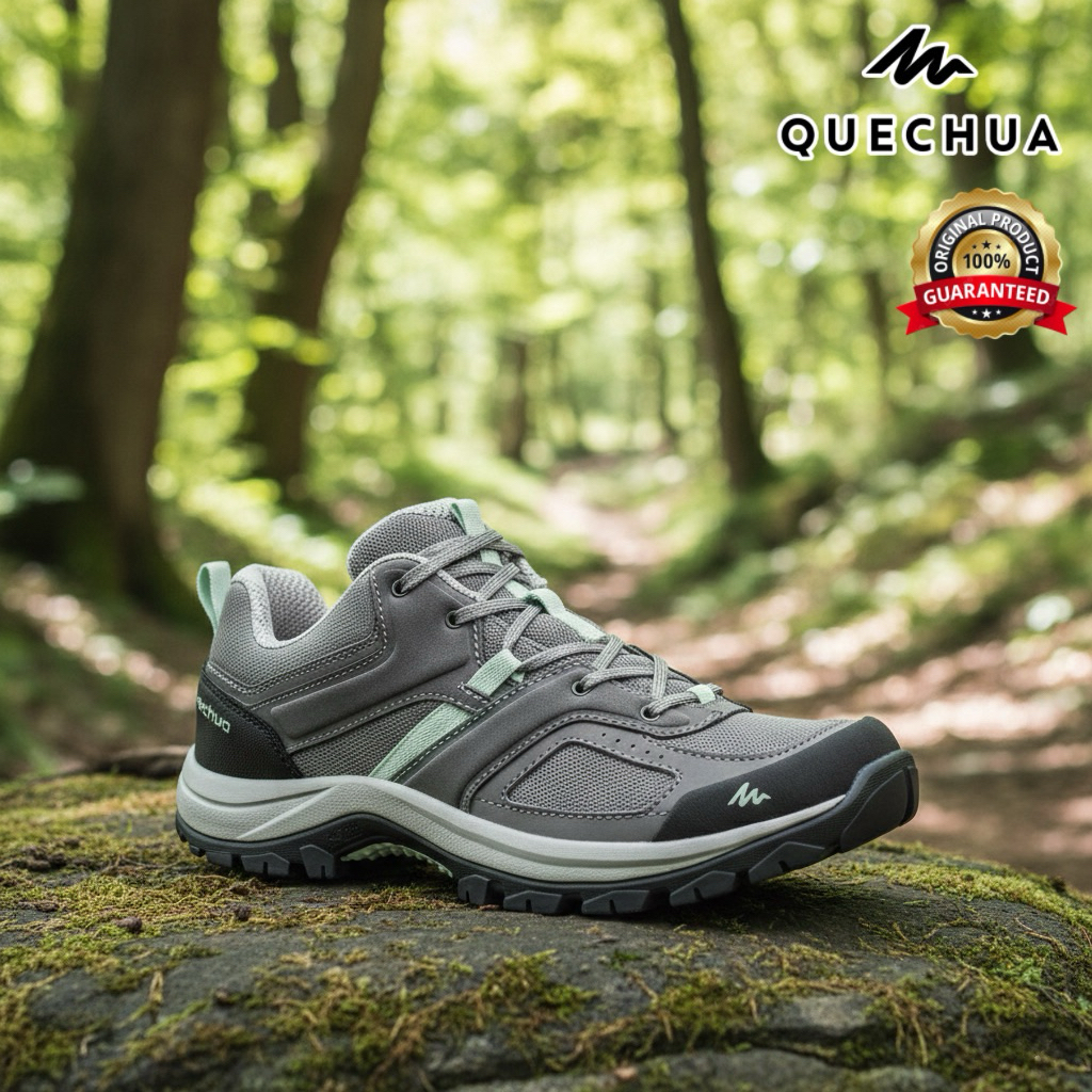 รองเท้าเดินป่าสำหรับผู้หญิง “มีไซส์ 36-41“ รุ่น MH100 (สีเทา/เขียว) QUECHUA
