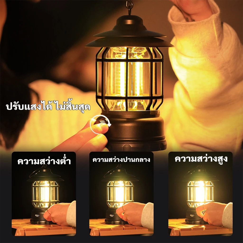 โคมไฟแคมป์ปิ้ง LED แบบพกพา ชาร์จ USB แสงสีเหลือง thumbnail 3