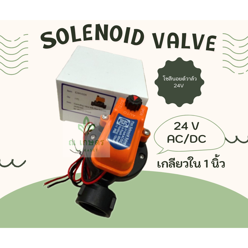 วาล์วโซลินอยด์ไฟฟ้า ขนาดเกลียวใน 1นิ้ว  Plus Solenoid Valve  วาล์วน้ำไฟฟ้า ปกติปิด (NC)