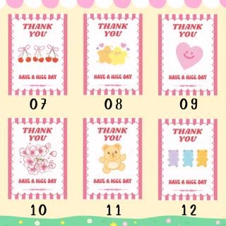 🔥สติกเกอร์กันน้ำ 100%💦 ชุด ขอบคุณ Thank You ลายน่ารัก ขนาด 4.5x4.8 cm ได้ 66 ดวง