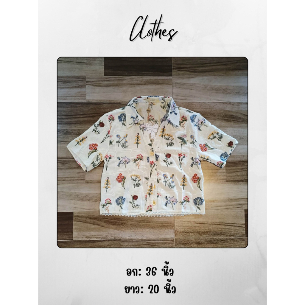 เสื้อปักลายดอกไม้สวยๆ แบรนด์Password (มือหนึ่ง ป้ายห้อย)