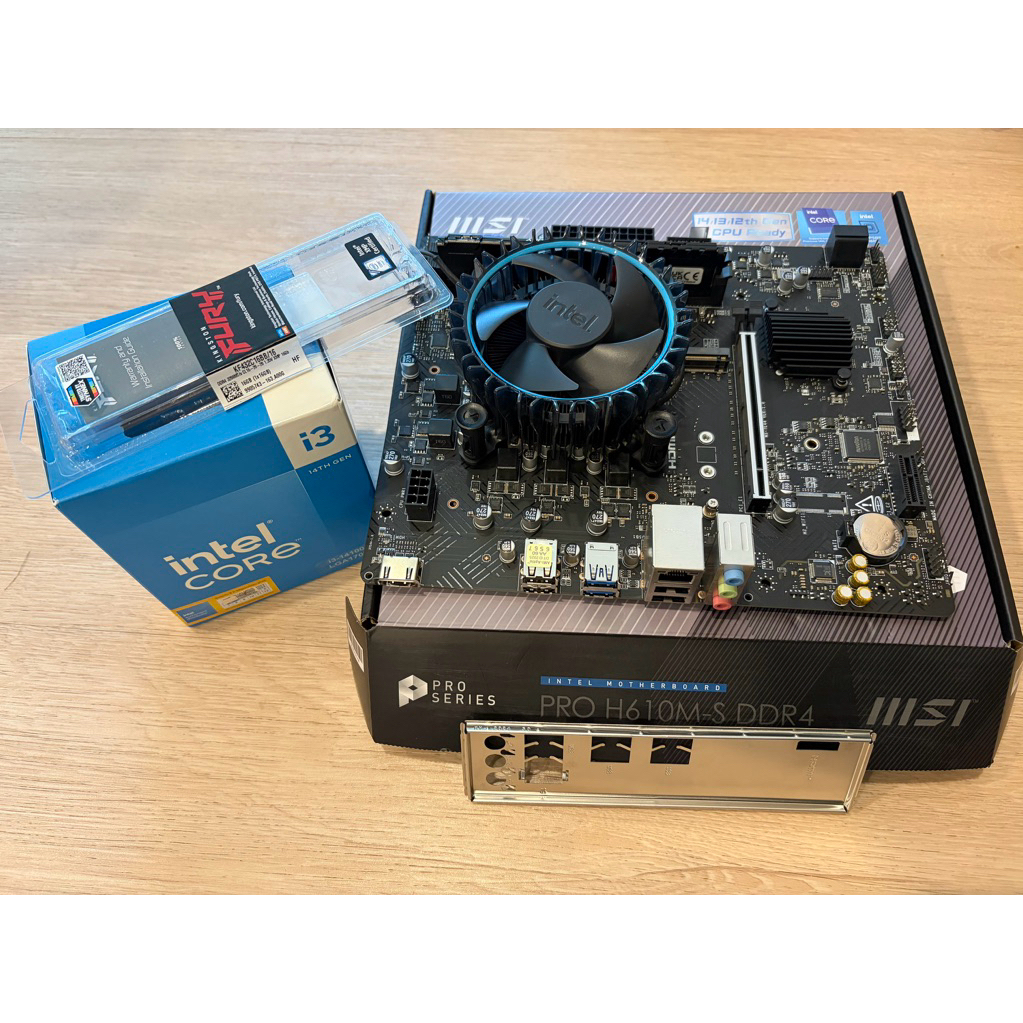 Combo Set MSI Pro H610M-S DDR4 Intel Gen14 i3 14100 Kingston DDR4 3200Mhz 1*16GB