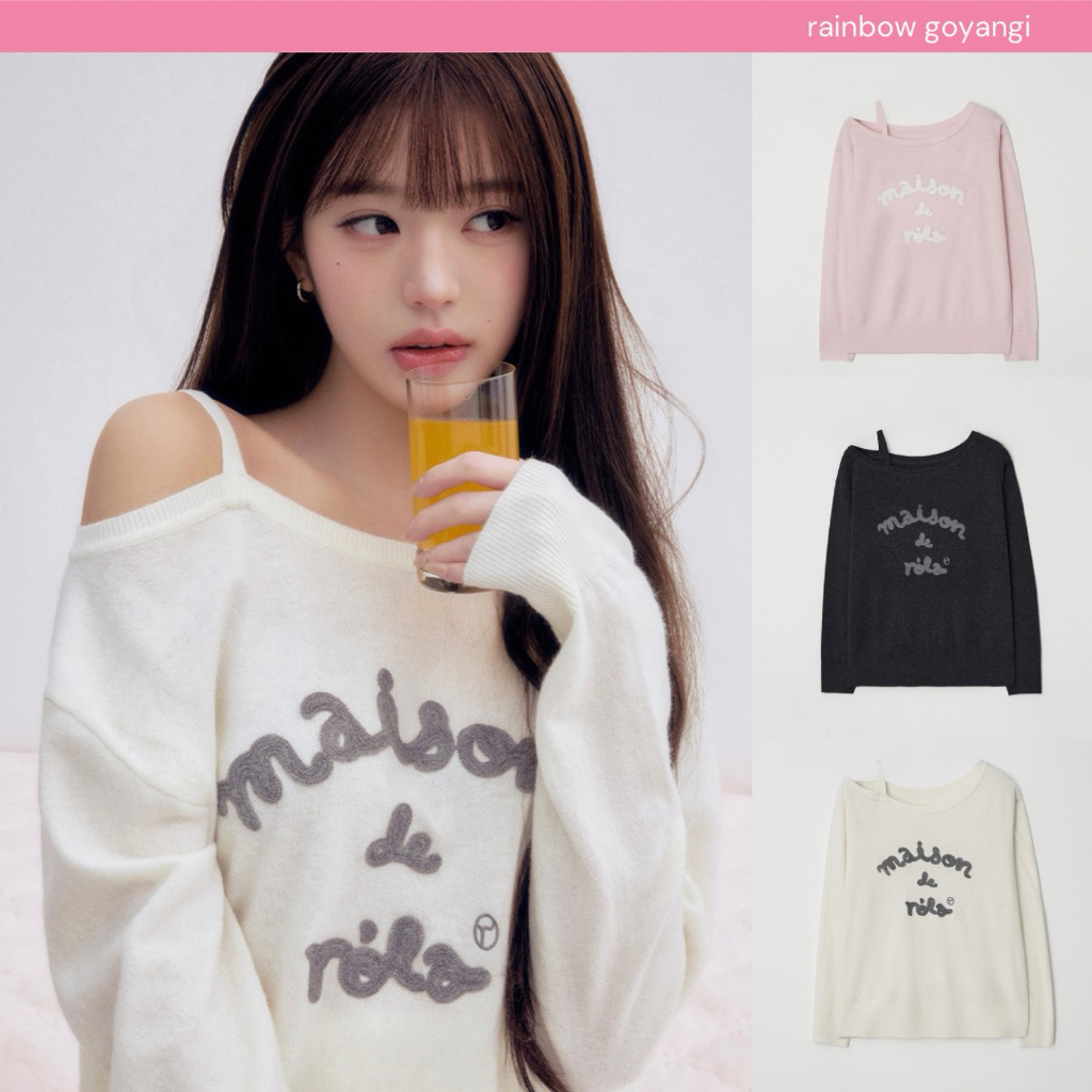 พร้อมส่ง/pre | ROLAROLA Maison De Rola Embroidery Off Shoulder Knit 🤍🎀