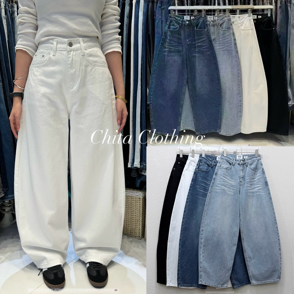 🇰🇷FSY🇰🇷61926 Norma denim pants • กางเกงยีนส์เอวสูงทรงขาโค้งเล็กน้อย ช่วยพรางสะโพกและต้นขาได้ดี