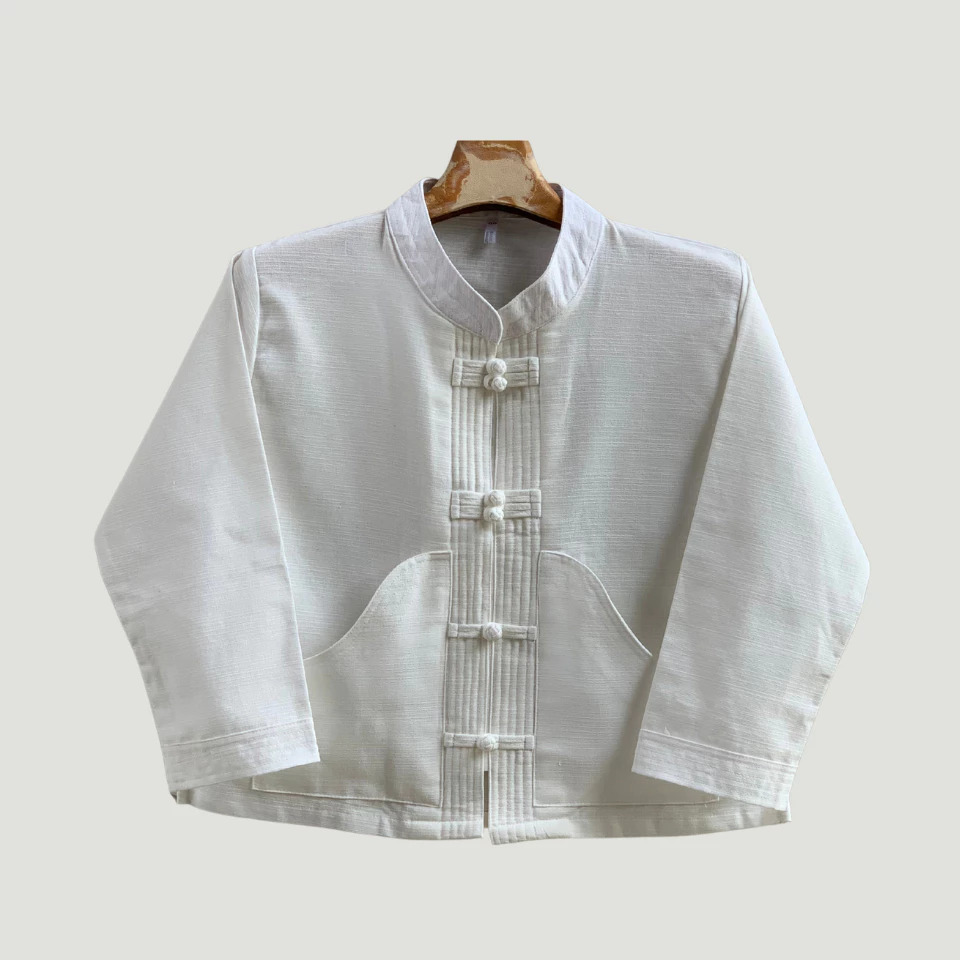 เสื้อคอจีนผู้หญิง ไทเขิน กระดุมจีน ทรงสวย สไตล์ล้านนา ใส่สบาย อก 38-44 นิ้ว