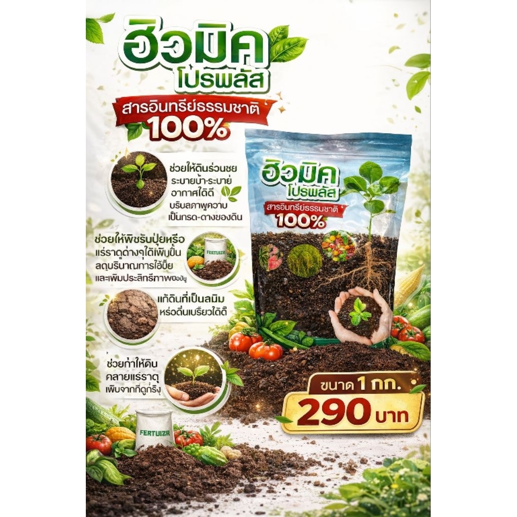 ฮิวมิคโปรพลัส1กกบำรุงดินและพืช แตกยอดใหม่ แทงรากไว