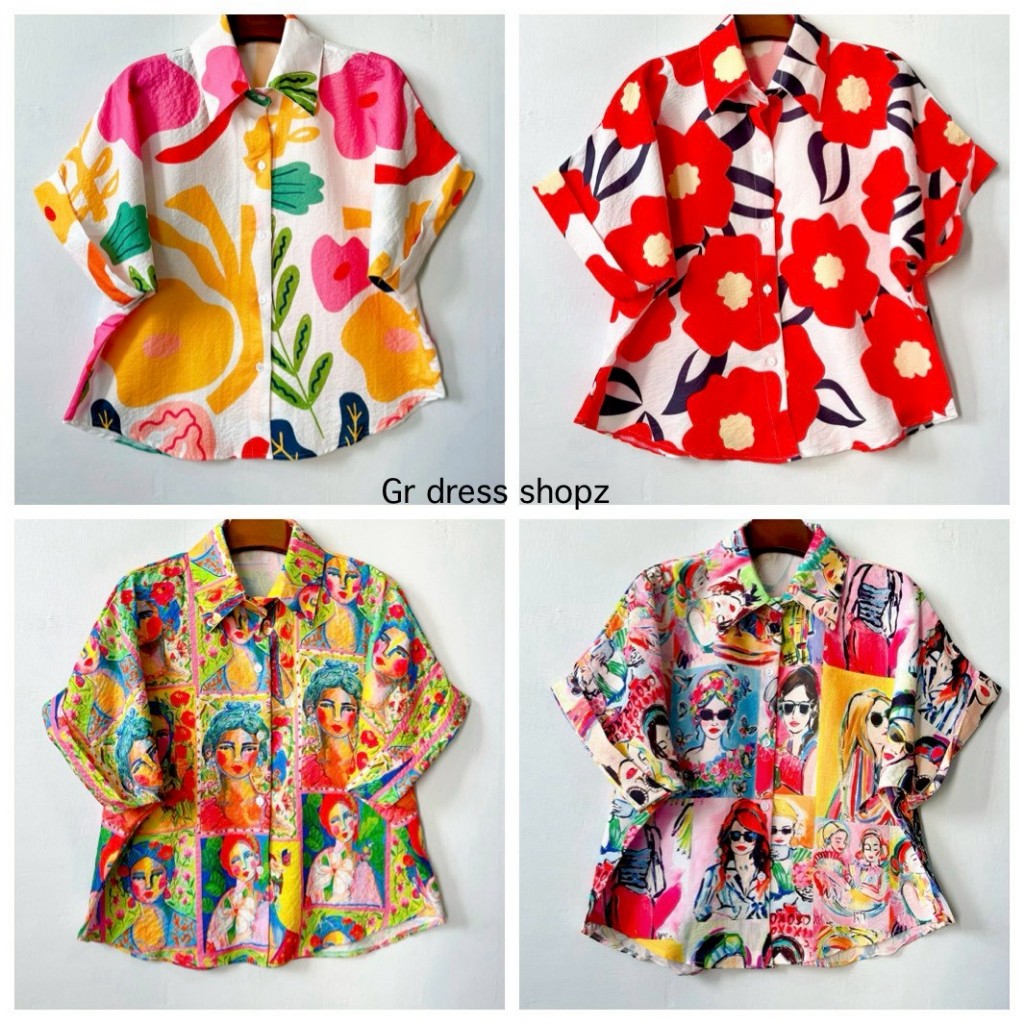 เสื้อเชิ้ตแขนสั้นผ้าบับเบิ้ล Suri ใส่สบาย แมทช์ง่าย สไตล์มินิมอลสำหรับสาวอวบ
