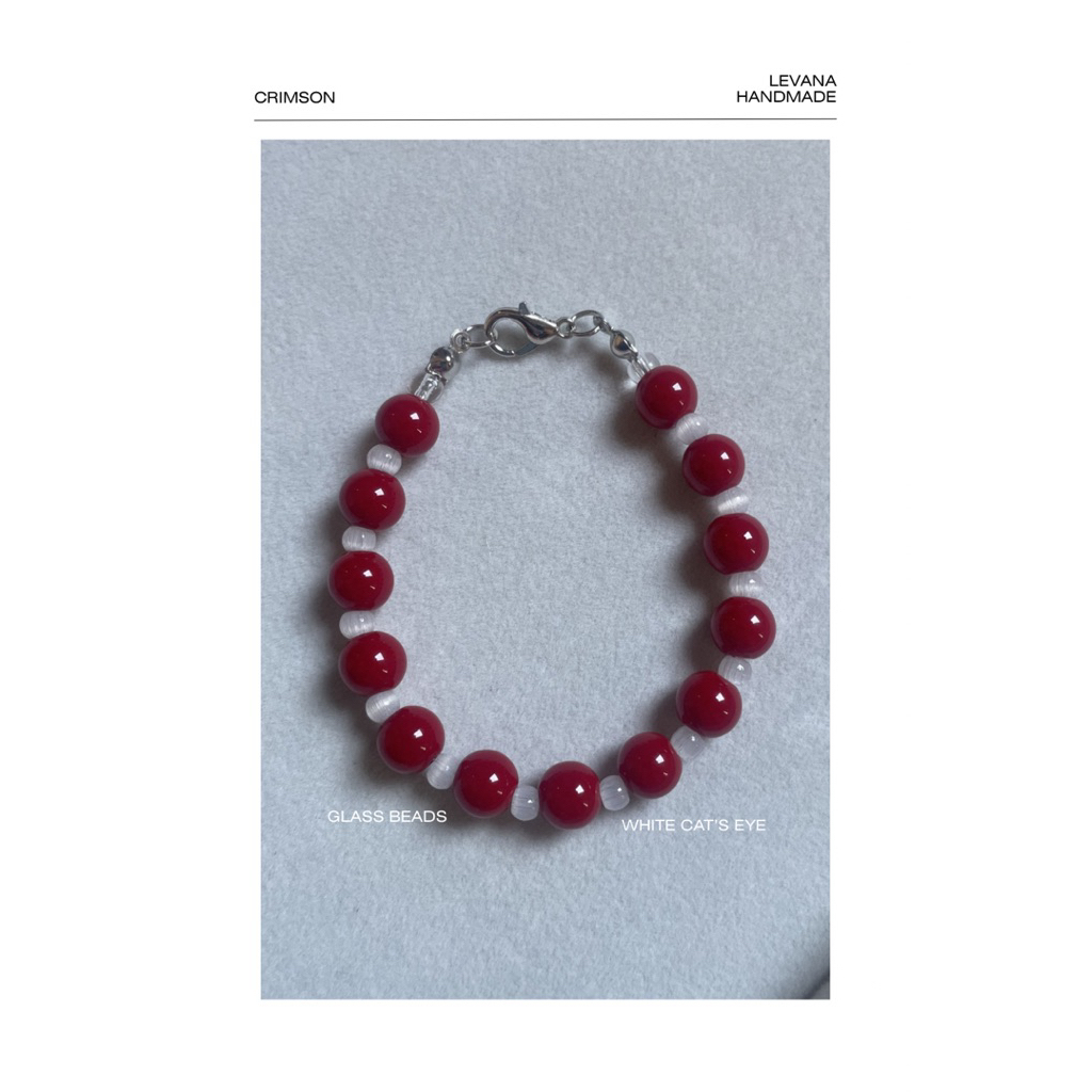 Levanahandmade : Crimson Glass beads Bracelet