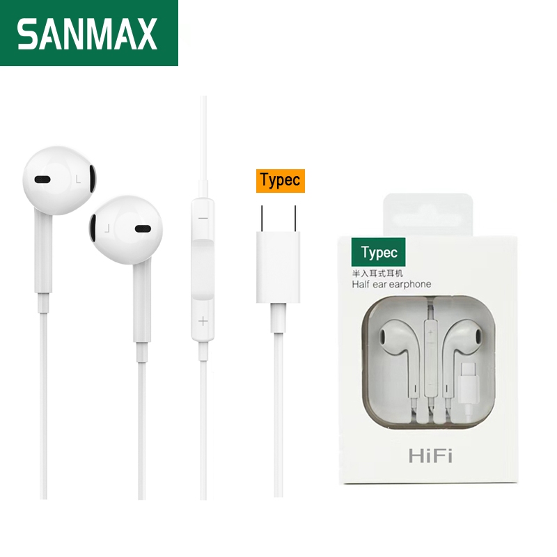 sanmax หูฟัง Typec kingkong M1 คุณภาพเสียงสูงและต่ำ โทรออก ฟังเพลง เล่นเกม สำหรับ i15 i16 i17 a16 s25 reon oppo