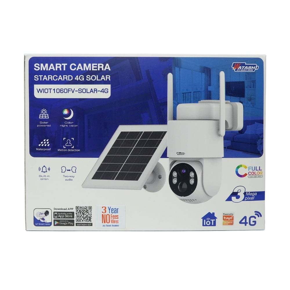 กล้องไร้สาย Smart Camera (3.0MP) WATASHI WIOT1060FV-SOLAR-4G Outdoor (ซิมในตัวฟรี 3 ปี)