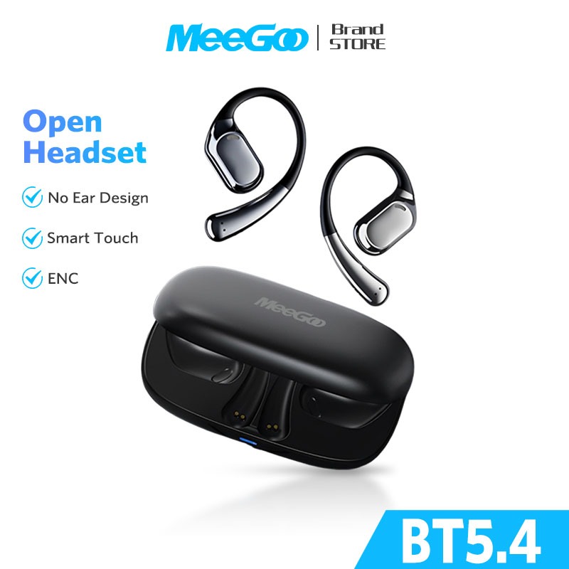 MEEGOO หูฟังบลูทูธไร้สายแบบแขวนหู 5.4 Open Ear Bluetooth earphone HiFi หูฟังออกกำลังกายกันน้ำ OWS