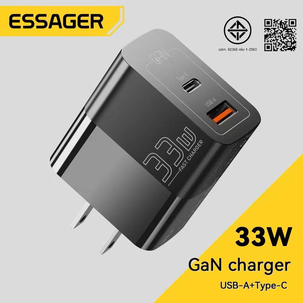 Essager ที่ชาร์จ USB C 33W GaN Type C PD ชาร์จเร็ว สําหรับ iP 14 13 12 11 Pro Max XS 8 P iPd Pro Air Mini