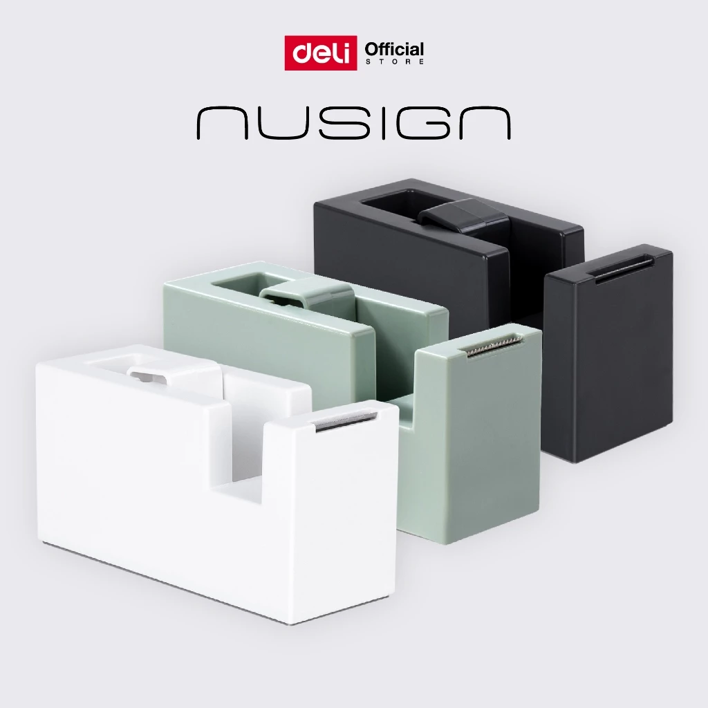 แท่นตัดเทป Nusign Deli NS121 ดีไซน์มินิมอล ใบมีดคม แข็งแรง มี 2 สี ขาว/เขียว Tape Dispenser