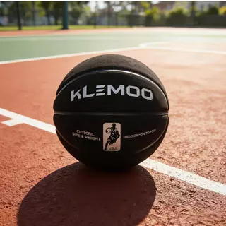 KLEMOO บาสเกตบอลขนาดเดิม 7 หนัง PU สีดำสำหรับการฝึกอบรมในร่มและกลางแจ้ง
