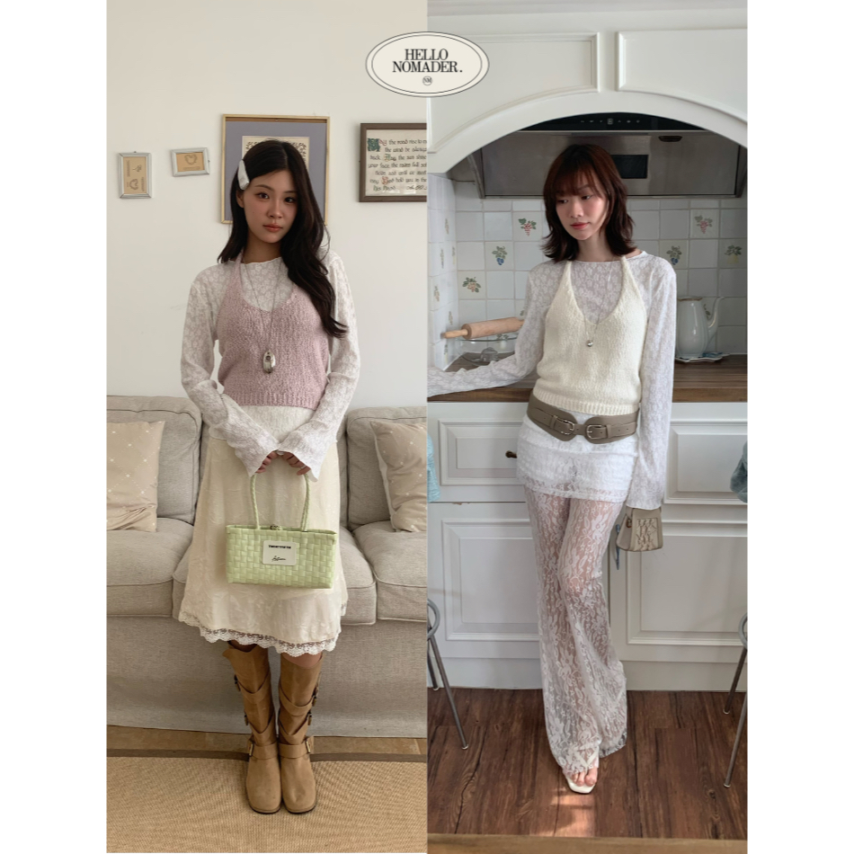 NOMADE.& พร้อมส่ง 11 เมย Petal Dream set {เสื้อเซ็ทแขนยาว+เสื้อคล้องคอ}