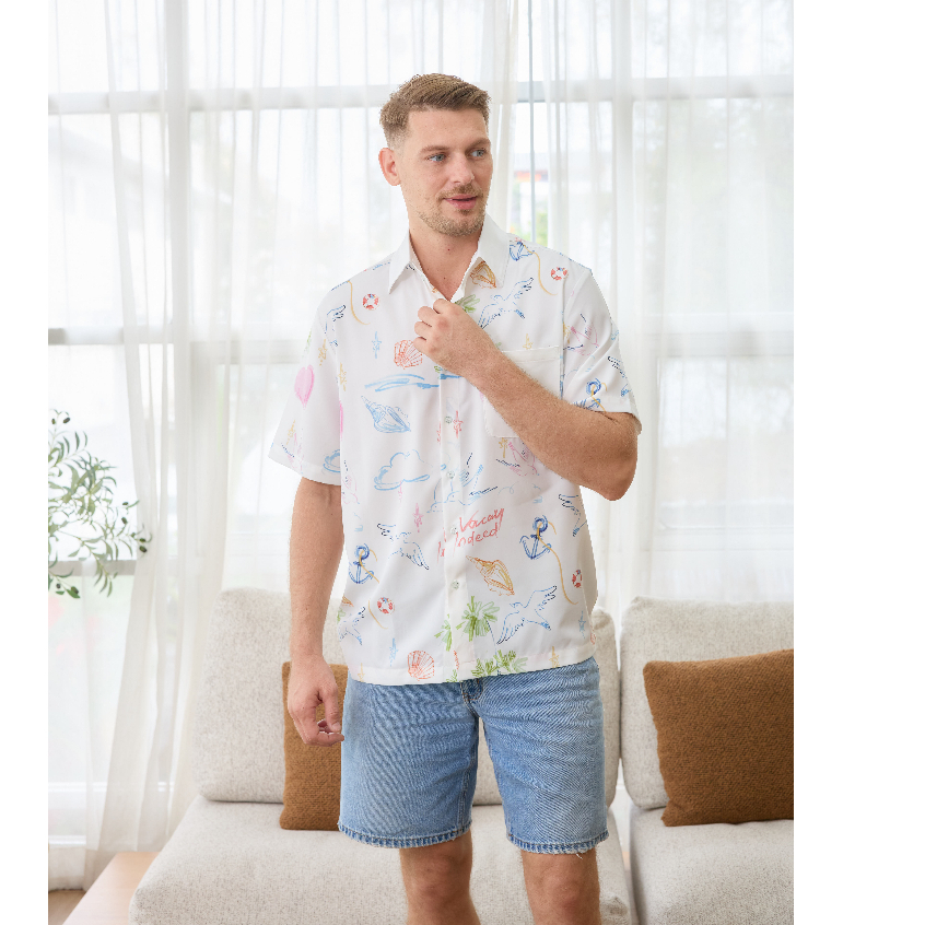 VACAY INDEED | Diddy Shirt ลาย  Summer Cruise เสื้อเชิ๊ดมีกระเป๋า /พร้อมส่ง*
