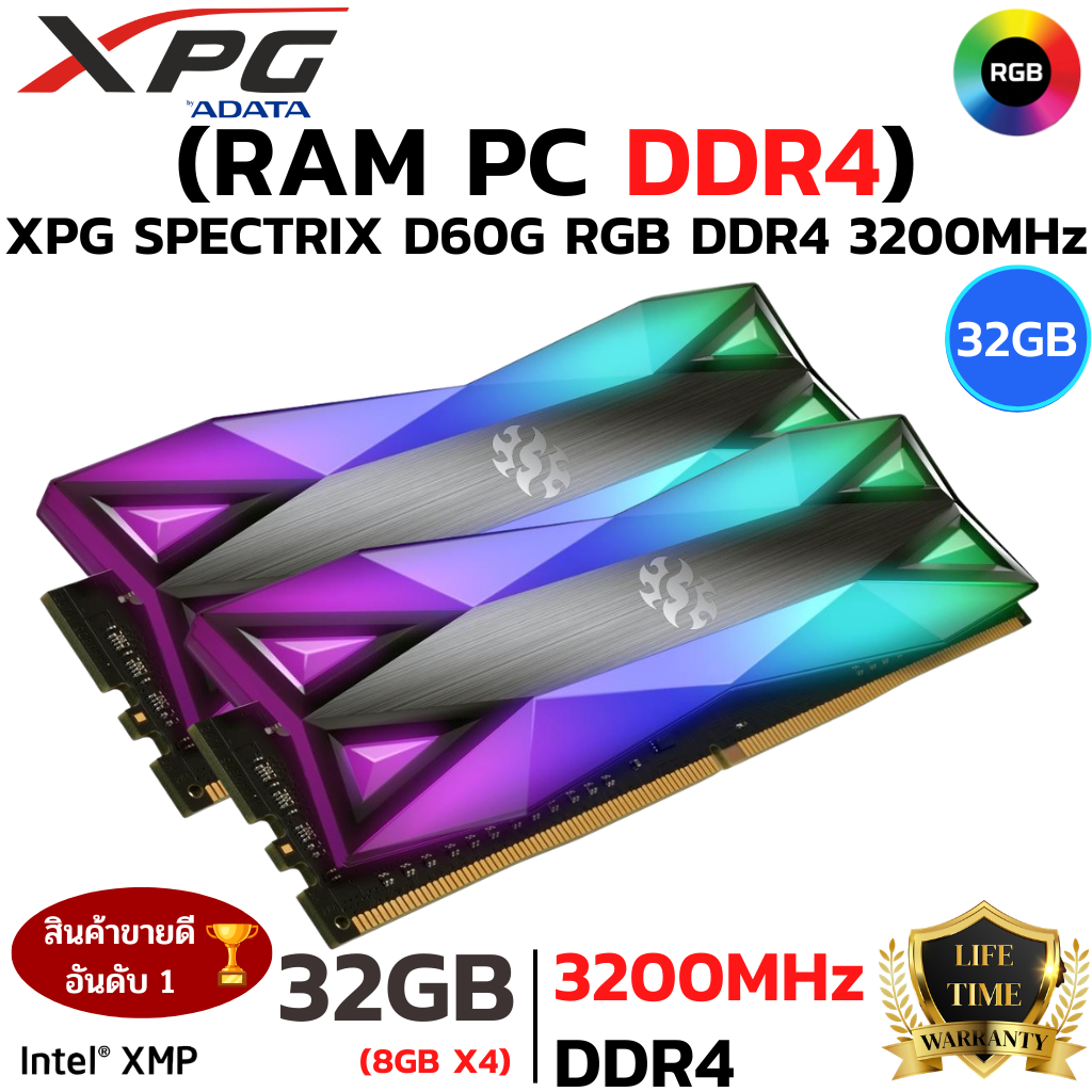 RAM ADATA XPG SPECTRIX D60G 32GB (4x8GB) 3200MHz