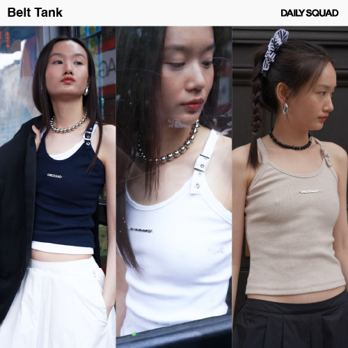 DAILY SQUAD - Belt Tank TOP เรียงสแนป แต่งด้วยแสนปดอกไม้ น่ารักมาก