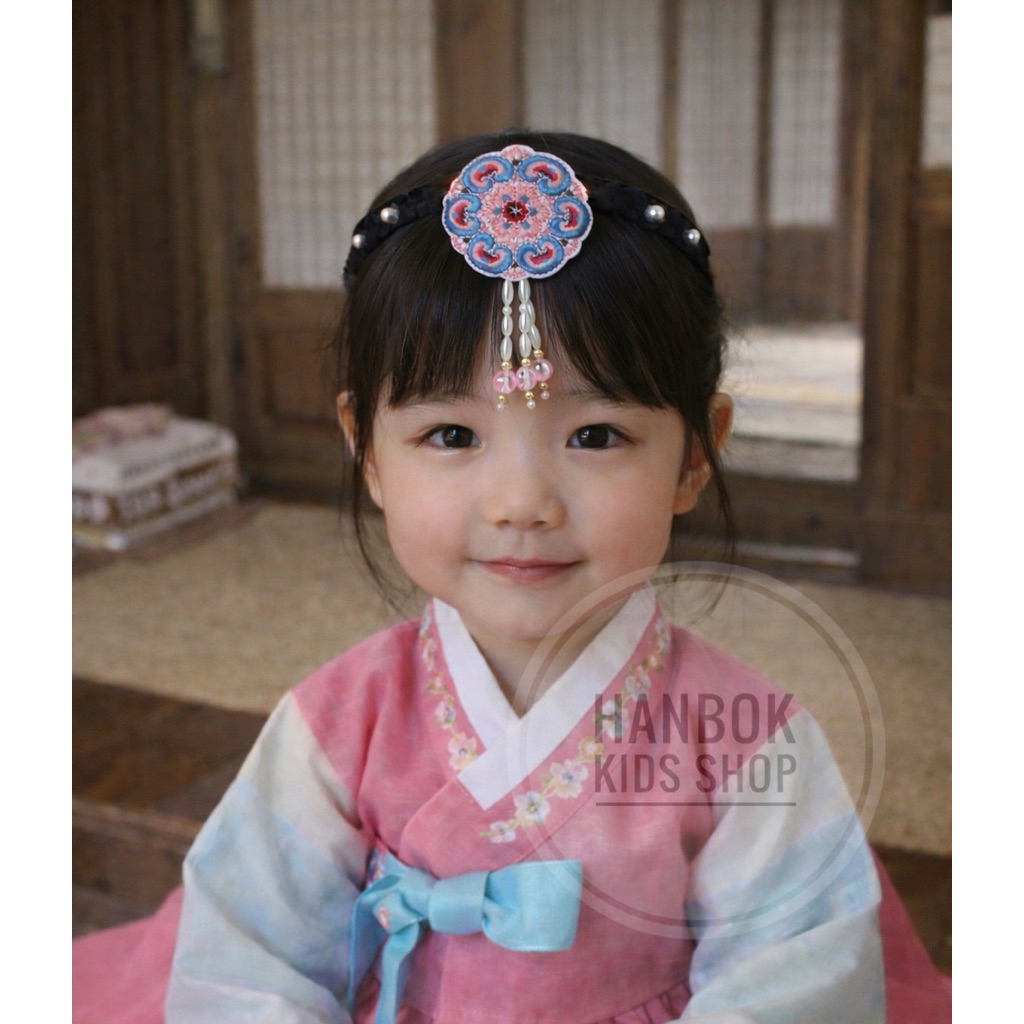 ที่คาดผมฮันบก ลายปัก สำหรับเด็ก  베씨 머리띠  한복 머리띠 เพชีมอริตี ฮันบกมอริตี พร้อมส่งจากไทย