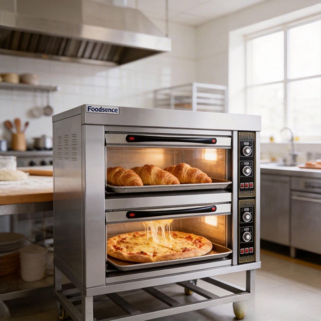 2 ชั้น 4 ถาด ตั้งเวลาได้ เตาอบไฟฟ้าขนม เตาอบเบเกอรี่ HGO-24A Gas Deck Baking Oven