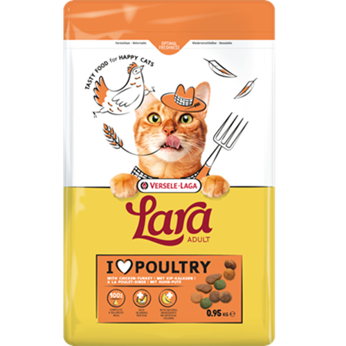 Lara Adult Turkey & Chicken อาหารเม็ดสำหรับแมวโต สูตรไก่งวง