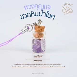 พวงกุญแจหิน [ขวดหิน] ของขวัญ ของที่ระลึก ตัวห้อยกระเป๋า - หินแท้อัญมณีธรรมชาติ Cherie Lucky