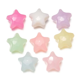 10-20ชิ้น ลูกปัดดาว สีเจลลี่ 5 แฉก ลูกปัดอะคริลิค พาสเทล น่ารักมาก สำหรับทำสายคล้องโทรศัพท์ DIY
