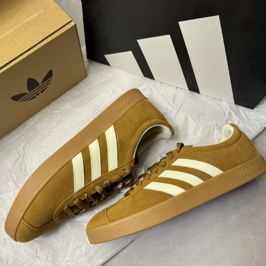 【ของแท้ 100%】Adidas Vl Court Classic Retro T-Head Low Top German Training Shoes Brown