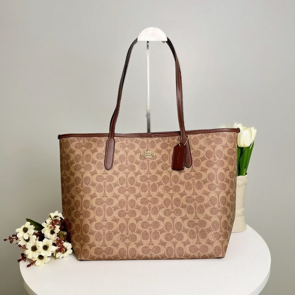 Coach City Tote Bag In Signature Canvas signature canvas TAN/BROWN CV976
