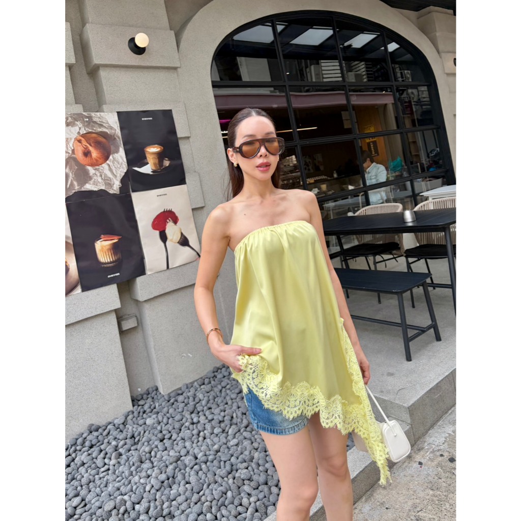 colourblockmatter - Zeta Top/Skirt เสื้อเกาะอกซาตินสามารถใส่เป็นกระโปรงได้ มี 4 สี