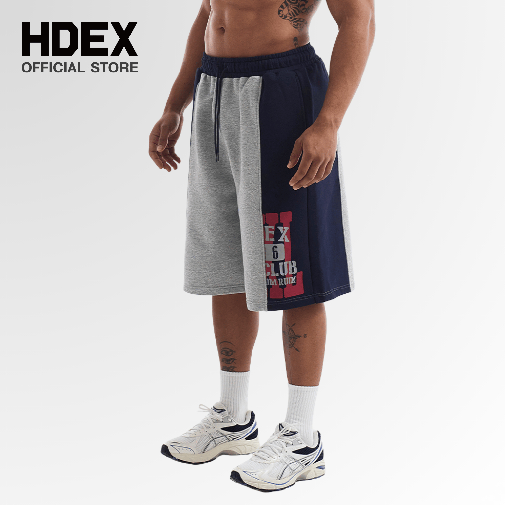 HDEX Lift Damage Block Sweat Shorts Melange Gray กางเกงสเวตขาสั้น รุ่น Lift Damage Block สีเทาเมลานจ์