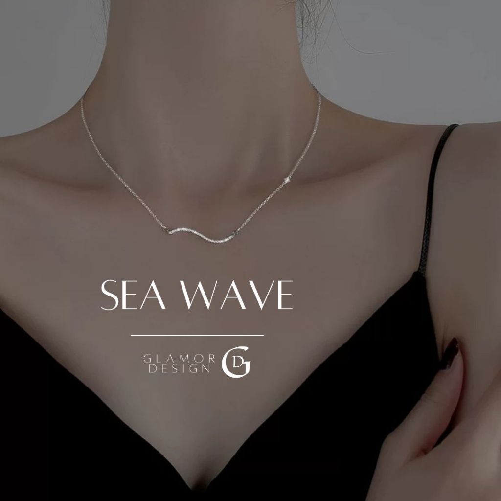 GLAMOR✨สร้อยเงินเเท้ Sea Wave สร้อยคอรูปคลื่น สร้อยคอแฟชั่น สร้อยคอผู้หญิง เรียบง่ายและสง่างาม