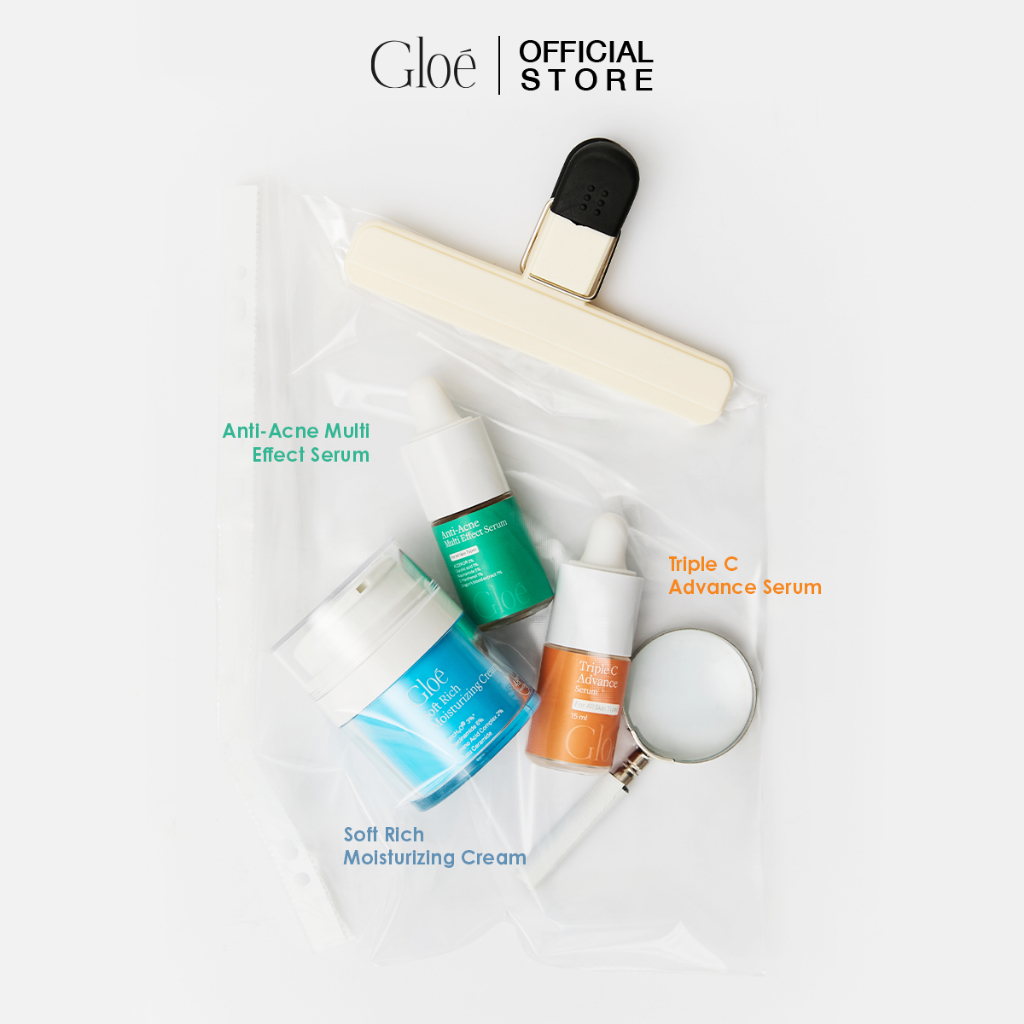 SET 3 ชิ้น เซ็ทฟื้นผิวข้ามคืน มอยซ์โกลว์ มอยซ์พักผิว Gloé Soft Rich Moisturizing Cream 50g