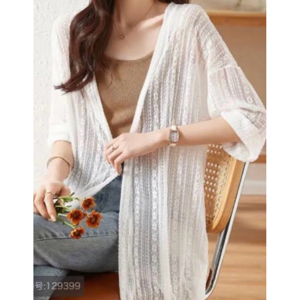 Sheer Long Knit Cadigan