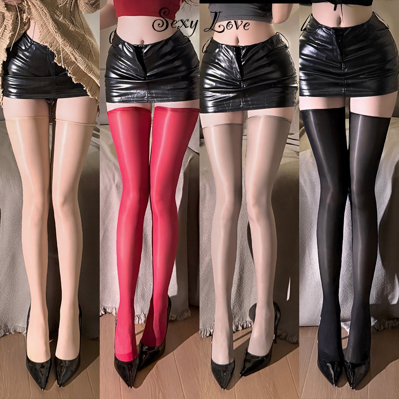 ถุงน่อง socks lolita สีพื้น sexy บาง ขาเรียว gothic ผิวมันเงา มีหลายสีให้เลือก พร้อมส่ง COD