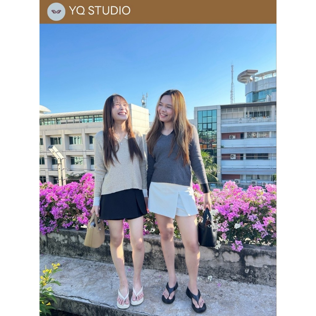 A677 YQ KOREAN SHOP  Baci Skort กป.กก.กระเป๋าเจาะ ป้ายYQ