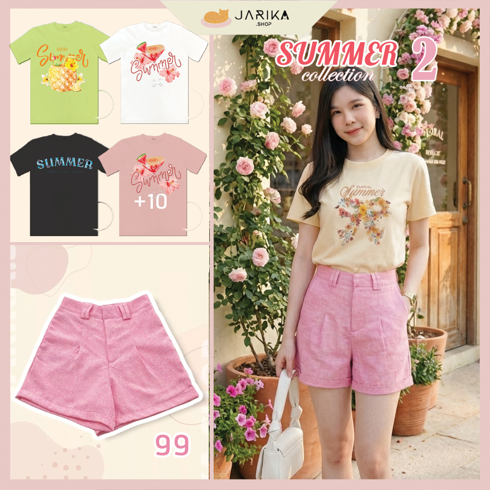 Jarika.shop - เสื้อยืดลาย Summer ดอกไม้ ( งานป้าย.. Jarika ) ( จ141 ) ( 2/2 )
