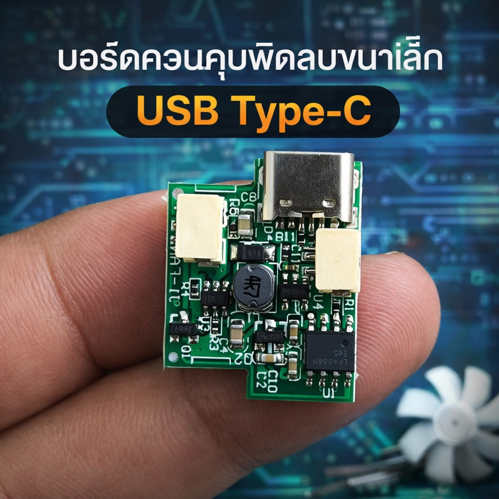 บอร์ดควบคุมพัดลมขนาดเล็ก พร้อมพอร์ตชาร์จ USB Type-C สำหรับพัดลม DIY – โปรปัง