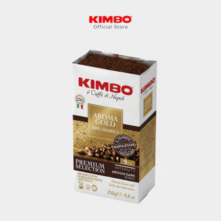 KIMBO Ground Coffee AROMA GOLD 100% ARABICA เมล็ดกาแฟแท้คั่วบด คิมโบ อโรมาโกลด์ 100% อาราบิก้า 250g