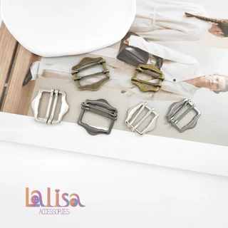 ตัวเลื่อนสายโลหะ ทรงวินเทจ ขอบหยัก 2 แกน แข็งแรงพรีเมียม 20mm/25mm/30mm alloy buckleWX2841