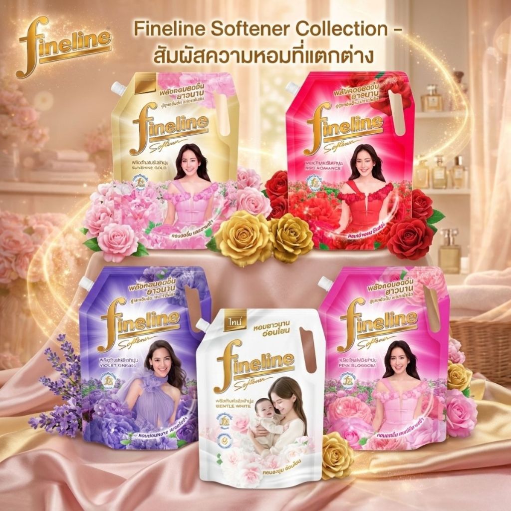 น้ำยาปรับผ้านุ่ม Fineline 1300 ML. กลิ่นหอมสดชื่นยาวนาน (เลือกกลิ่นได้)