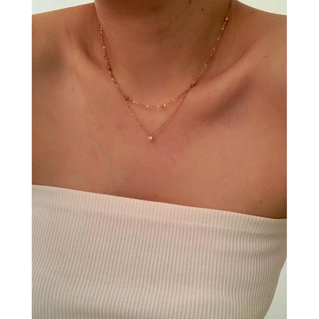 สร้อยสเตนเลสสตีล HER OBJECTIVE_HER MIYA PENDANT ON BEADED CHAIN NECKLACE
