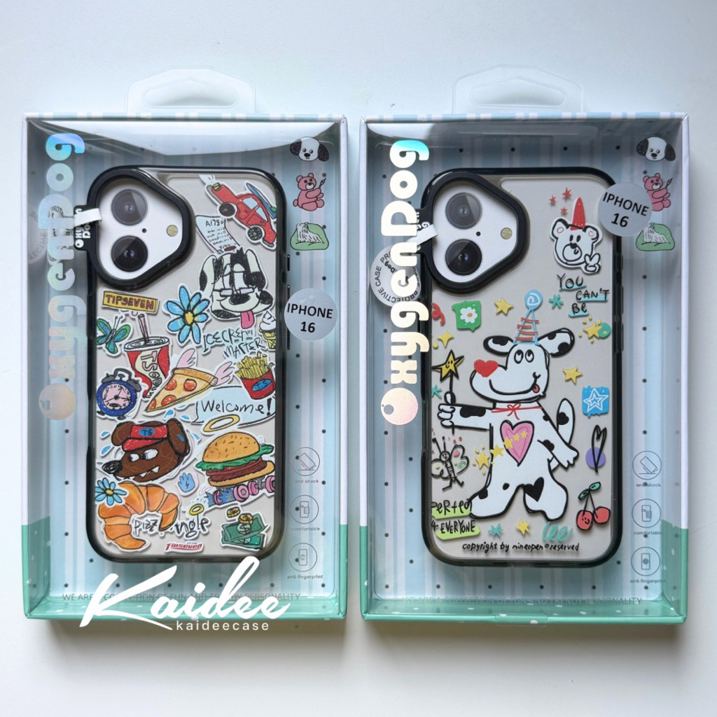 kaidee-OXYGENDOG เคสการ์ตูนลายน้องหมาพิซซ่า/ลายเบอร์เกอร์ ขอบนิ่มหลังแข็งกันกระแทก สำหรับรุ่นiPhone13-17 17Pro 17ProMax