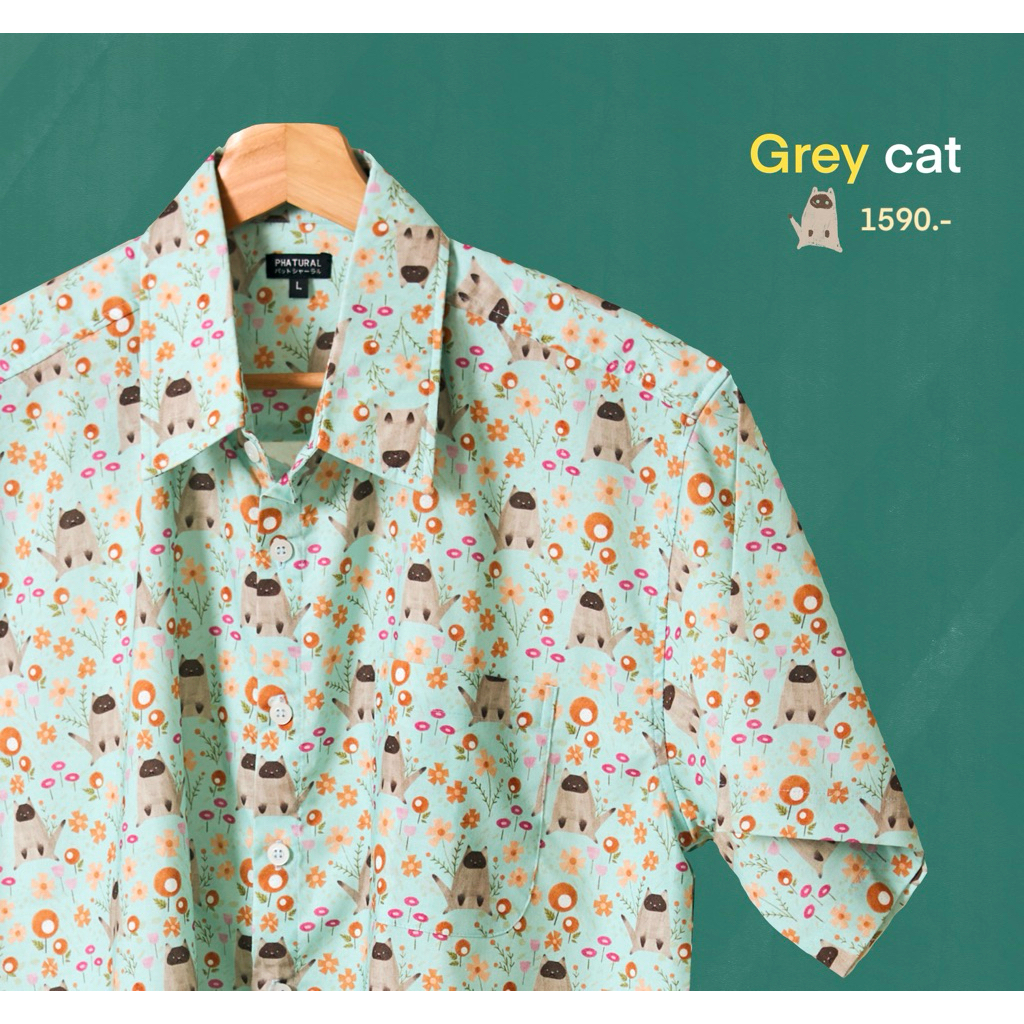 NYC เสื้อแขนสั้น ผ้าคอตตอนแมวเทา (งานตัดขึ้นห้าง)