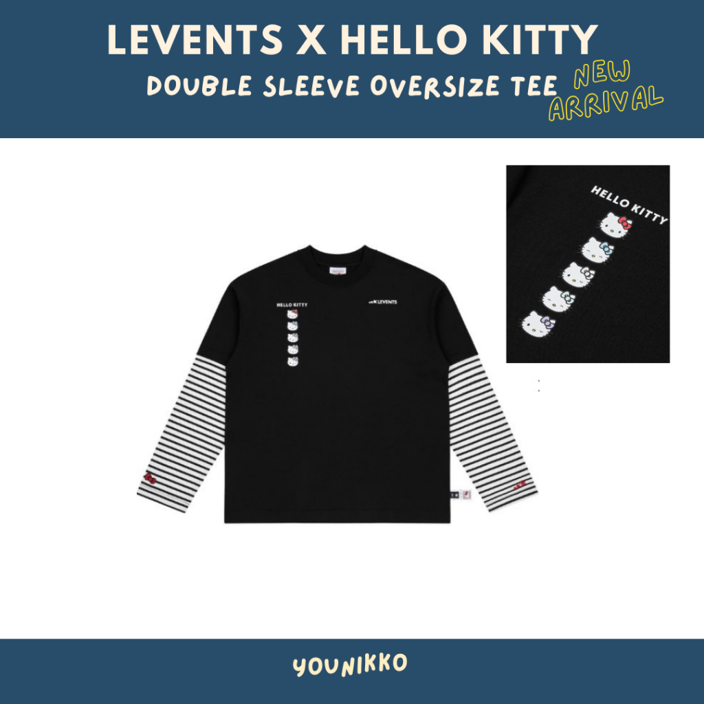 (พร้อมส่ง_ส่งด่วนได้) สินค้าใหม่ Levents X Kitty เสื้อยืดแขนยาว Emotions long sleeve Black